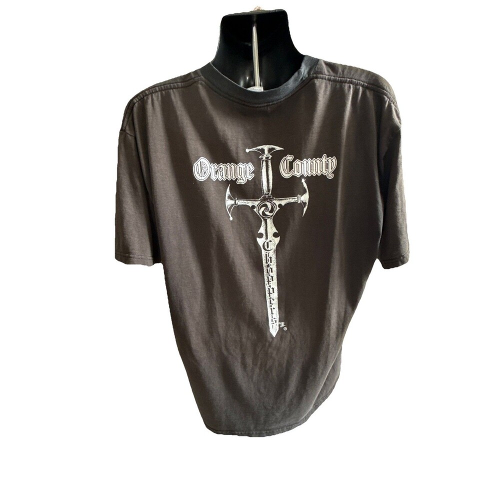 Orange County Choppers OCC T Shirt XXL Black Biker Cross Graphic Faded Y2K 2000